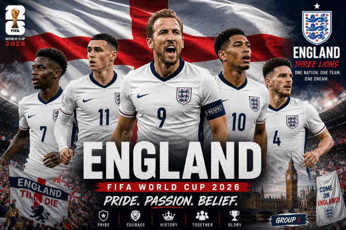 England Fifa World Cup 2026, England Team in Fifa World Cup 2026, England Team Squad for Fifa World Cup 2026,
