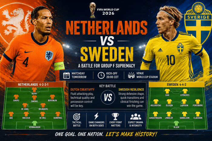 Netherlands vs Sweden: World Cup 2026 Group F Showdown Preview, Tactical Analysis & Prediction